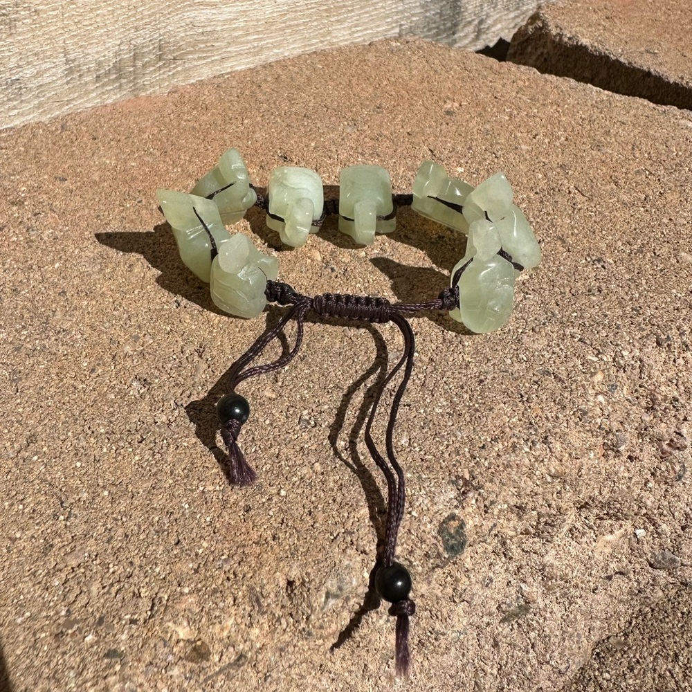 Jade Green Adjustable Turtle Beaded Bracelet